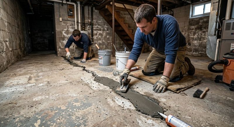 Cracked Basement Floor Repair in Upland, CA